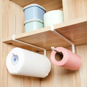 Kitchen shelf holding paper towels.