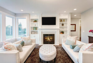 All-white modern living room.