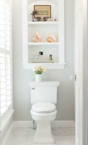 Modern, all-white bathroom.