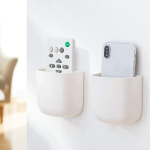 Phone and remote in wall holders.