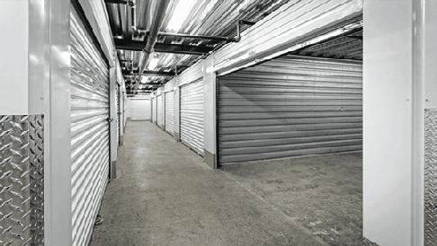 Indoor, climate controlled storage units at Space Shop Self Storage.