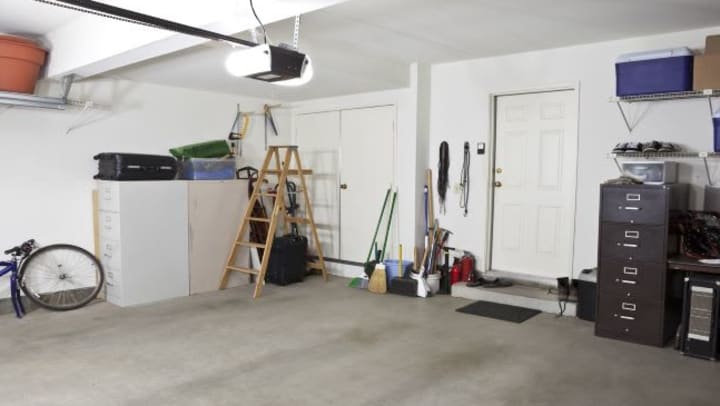 An organized, two car garage.