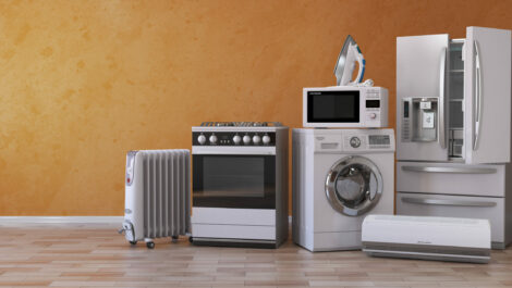 a set of household kitchen appliances that need to be stored