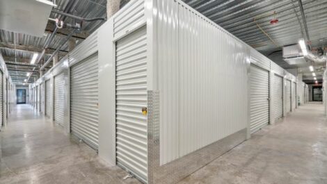 Inside of storage facility showing indoor storage units.