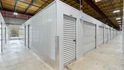 Inside of storage facility showing indoor storage units.