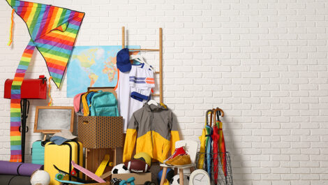 Assorted miscellaneous household items in a cluttered pile